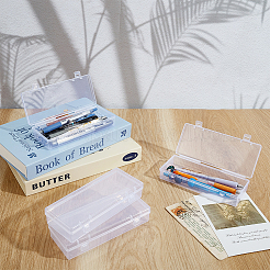 ヒンジ付き蓋付きプラスチックビーズコンテナ 15 個  長方形  透明  15.2x6.3x3.05cm  内径：15x5.95のCM&nbsp;AJEW-GO0004-86