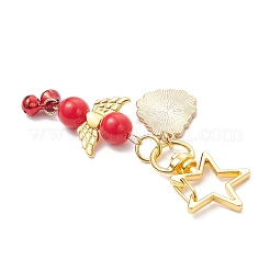 5Pcs Christmas Opaque Acrylic Angel & Alloy Enamel Pendant Decorations&nbsp;HJEW-JM04243