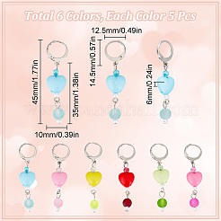 30Pcs 6 Colors Heart Glass Locking Stitch Markers&nbsp;HJEW-SC00093