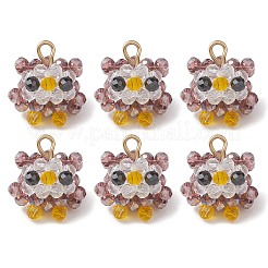 Faceted Round Natural Black Spinel and Glass Beaded Animal Pendants&nbsp;PALLOY-MZ01178