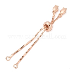 真鍮スライダーブレスレット作り  ラックめっき  長持ちメッキ  ローズゴールド  花  4-3/4インチ（12cm）  穴：1.2mm&nbsp;KK-F891-17RG-03