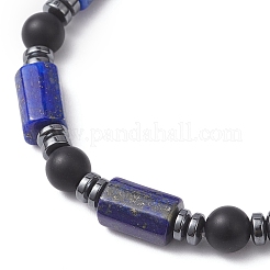天然＆合成混合宝石ビーズストレッチブレスレット  コラム  ビーズ：10x6.5~7mm  内径：2-1/4インチ（5.6cm）&nbsp;BJEW-JB12722