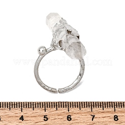 天然水晶と真鍮を使用した女性用カフリング  プラチナ  尖った円錐柱  41~47x9.5~11.5mm  内径：18~19mm&nbsp;RJEW-G374-01P-08