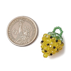 ガラスシードビーズペンダント  苺  ライトカーキ  26x18x18mm  穴：4x5mm&nbsp;PALLOY-GD00003-01