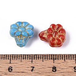 ガラスビーズ  花  ゴールドライン入り  ミックスカラー  12~12.5x11x7~8mm  穴：1~1.2mm&nbsp;LAMP-T021-88M