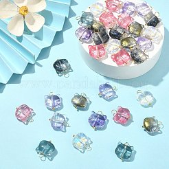 100個5色ガラスペンダント  金色の真鍮ループ  猫の頭のチャーム  ミックスカラー  17x14x6.5mm  穴：2.5mm  20個/カラー&nbsp;GLAA-CJ0002-34