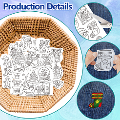4インチのスティックとステッチの刺繍模様11.6x8.2枚。  不織布水溶性刺繍安定剤  クリスマス  サンタクロース  297x210 MMM&nbsp;DIY-WH0455-008