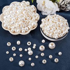 ABSプラスチックパール調ビーズ  ラウンド  乳白色  7.5~19.8x7.5~17.7mm  穴：2.7~6.8mm  350個/箱&nbsp;KY-NB0001-42