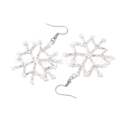 Glass Snowflake Dangle Earrings&nbsp;EJEW-MZ00253-01