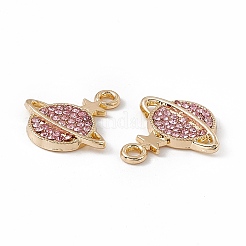 合金ラインストーンペンダント  星のチャーム付き惑星  ゴールドカラー  ライトローズ  18x16.5x2.5mm  穴：1.8mm&nbsp;ALRI-K049-09D