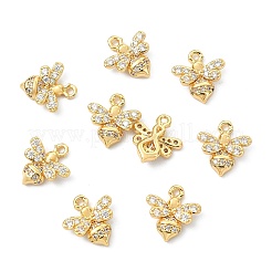 SHEGRACE Brass Micro Pave Cubic Zirconia Bees Charms&nbsp;XGR0165G-110G