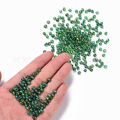 ラウンドガラスシードビーズ  透明色の虹  ラウンド  濃い緑  6/0  4mm  穴：1.5mm  約4500個/ポンド&nbsp;SEED-A007-4mm-167