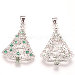 Brass Micro Pave Cubic Zirconia Pendants&nbsp;X-ZIRC-F086-03P