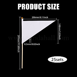竹製の持ち手が付いたポリエステル製の旗  三角形  ホワイト  299x208x10mm&nbsp;AJEW-WH0314-926