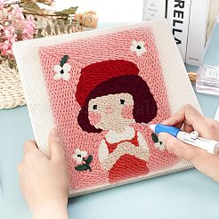 布で覆われた diy パンチ針フレーム  DIYクラフトステッチアップリケ装飾用  バリーウッド  25x25cm&nbsp;DIY-NB0005-06A