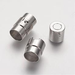 真鍮製ロッキングチューブマグネットクラスプ  コラム  プラチナ  19x12mm  穴：10mm&nbsp;KK-Q090-N