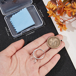 1Pc Adjustable Rhodium Plated Sterling Silver Finger Ring Components&nbsp;STER-BBC0006-95P