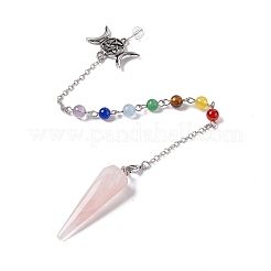 Natural Rose Quartz Hexagonal Pointed Cone Dowsing Pendulum Pendants&nbsp;G-G983-05P-02