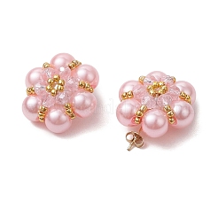 Glass Seed Beads Flower Stud Earrings&nbsp;EJEW-MZ00349-05