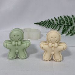 Christmas Theme Gingerbread Man DIY Silicone 3D Statue Candle Molds&nbsp;SMFA-PW0001-52