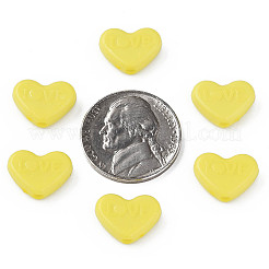 不透明なアクリルビーズ  染め  単語「love」付けのハート  きいろ  10x13.5x4.5mm  穴：1.8mm  約1715個/373g&nbsp;LS-MACR-S373-128-S10