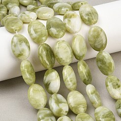 天然のティアドロップ型中国南部翡翠ビーズ連売り  フラットオーバル  17.5~18x12.5~13x6mm  穴：1.2mm  約22個/連  15.55''（39.5センチメートル）&nbsp;G-L164-A-29