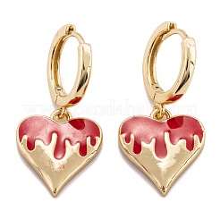 Brass Enamel Huggie Hoop Earrings&nbsp;EJEW-F264-17-G