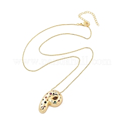 Brass Micro Pave Cubic Zirconia Letter Pendant Necklaces&nbsp;LS-KK-Z069-01G-P