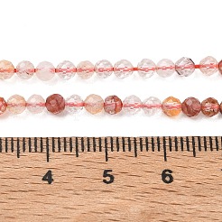 天然ヘマトイドクォーツ/鉄クォーツビーズ連売り  ラウンド  多面カット  3.5mm  穴：0.6mm  約119個/連  15.35''（39センチメートル）&nbsp;G-Z161-A01-3mm