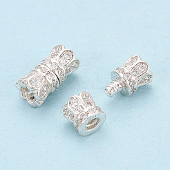 スターリングシルバーとクリアキュービックジルコニアのスクリュー留め具925個  花  スタンプ925個付き  銀  10x5mm  穴：2mm&nbsp;STER-T008-78S