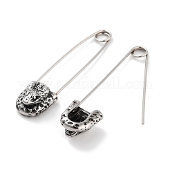 316サージカルステンレススチール製安全ピンフープピアス（女性用）  アンティークシルバー  ヘビ  42.5x6x10mm&nbsp;EJEW-Z050-32B-AS