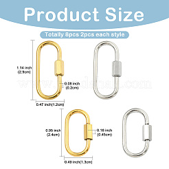 8Pcs 4 Styles 304 Stainless Steel Screw Carabiner Lock Charms&nbsp;STAS-FS0002-40