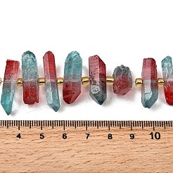 電気メッキ天然石クオーツクリスタルビーズ連売り  多面カット  染め  ナゲットスティック  シードビーズで  11~25x3~9x4~10mm  穴：1~1.2mm  約19~26個/連  7.09~7.48''（18~19センチメートル）&nbsp;G-F800-D16