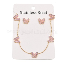 Butterfly 304 Stainless Steel Enamel Necklaces & Stud Earrings Setss for Women&nbsp;SJEW-K003-04G