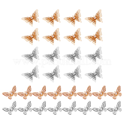 32 スタイルの真鍮フィリグリー ペンダント 4 個  クリスタルラインストーン付き  3 Dの蝶  ミックスカラー  8個/スタイル&nbsp;KK-AR0002-02