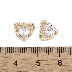 Brass Micro Pave Clear Cubic Zirconia Pendants&nbsp;KK-K351-45C-G