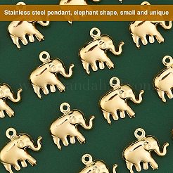 304ステンレススチールチャーム20個  象  ゴールドカラー  14.3x15x5.2mm  穴：1mm&nbsp;STAS-UN0028-84