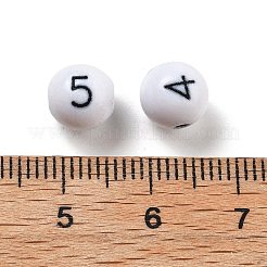 不透明なアクリルビーズ  数字で丸める  ホワイト  8x7.5mm  穴：1.8mm  1600のPCについて&nbsp;OACR-D282-02A