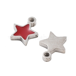 304ステンレススチールエナメルチャーム  星のチャーム  ファイヤーブリック  ステンレス鋼色  8x6.5x1mm  穴：1.2mm&nbsp;STAS-Z078-24P