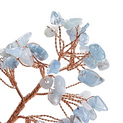 Natural Aquamarine Chips & Agate Pedestal Display Decorations&nbsp;DJEW-A001-04H