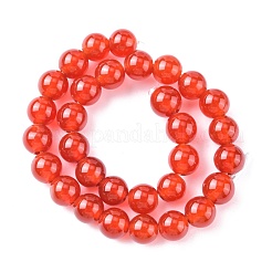 天然石カーネリアンビーズ連売り  グレードA  染め  ラウンド  レッド  6mm  穴：1mm&nbsp;X-G-C076-6mm-2A