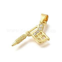 Rack Plating Brass Micro Pave Cubic Zirconia Pendants&nbsp;KK-Z086-63G-01