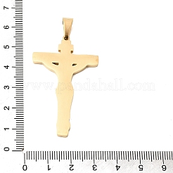 304ステンレスペンダント  イエスの十字架のチャーム  イオンプレーティング（ip）  ゴールドカラー  49x30x2.5mm  穴：8x5mm&nbsp;STAS-P441-03G