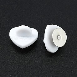 塩ビラペルピンバック  アイロンタイピン付き  ブローチパーツ  ハート  ホワイト  13.5x14x8mm&nbsp;FIND-WH0065-02B