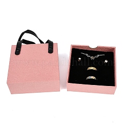 PU Jewelry Set Drawer Boxes with Square Sponge Inside and Texture Paper Rectangle Jewelry Bags&nbsp;LS-ABAG-B009-02D