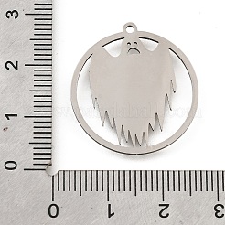 ステンレスペンダント201個  ラウンド  ゴーストチャーム付きリング  ステンレス鋼色  25.5x24x1mm  穴：1.5mm&nbsp;STAS-S176-12P
