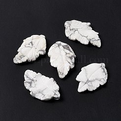 天然石ハウライトペンダント  葉のチャーム  41.5x25~26x5mm  穴：0.8mm&nbsp;G-I336-01-25