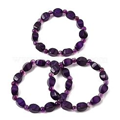 Dyed Natural Blue Lace Agate Faceted Twist Beaded Stretch Bracelets for Women&nbsp;GG-CBA3F02-09