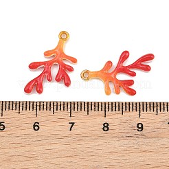 合金エナメルチャーム  サンゴの形をしたチャーム  ゴールドカラー  レッド  21x13.5x2mm  穴：1.4mm&nbsp;AL-CBA072F-03G-02