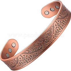 男性用生命の樹模様の合金製マグネットカフバングル  赤銅鉱  7-1/2x5/8インチ（19x1.5cm）&nbsp;FS-WG37AAB-01